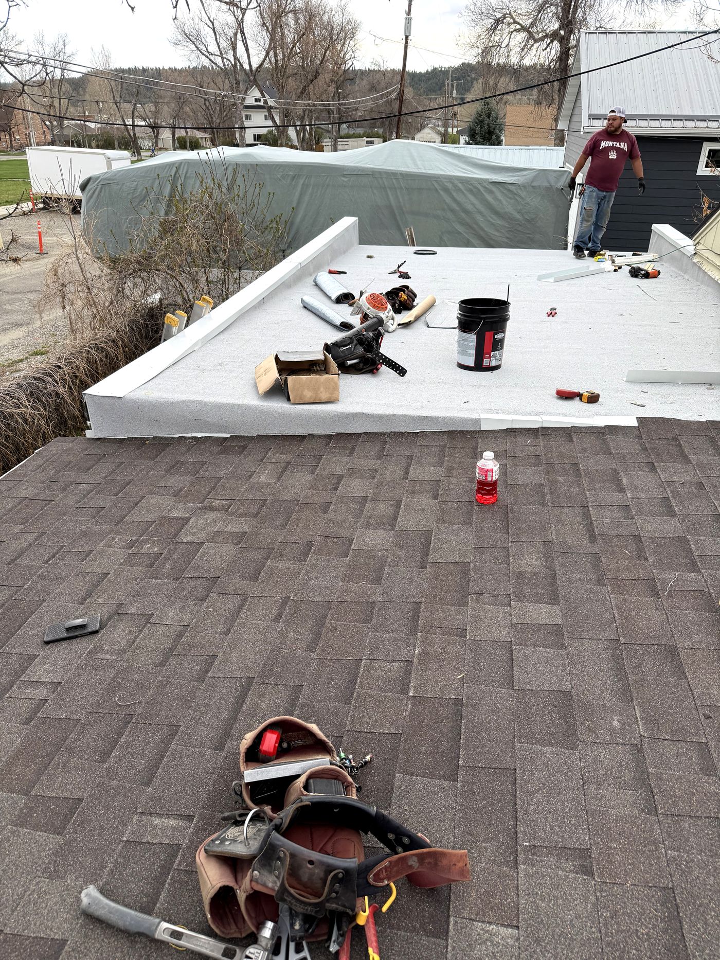 Crew working on roof